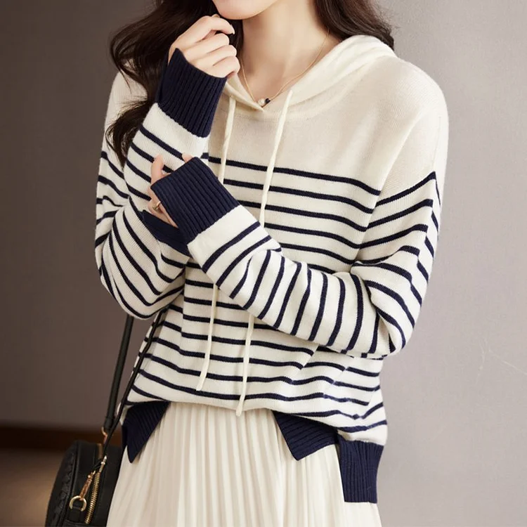 Long Sleeve Casual Drawstring Shift Sweater QueenFunky
