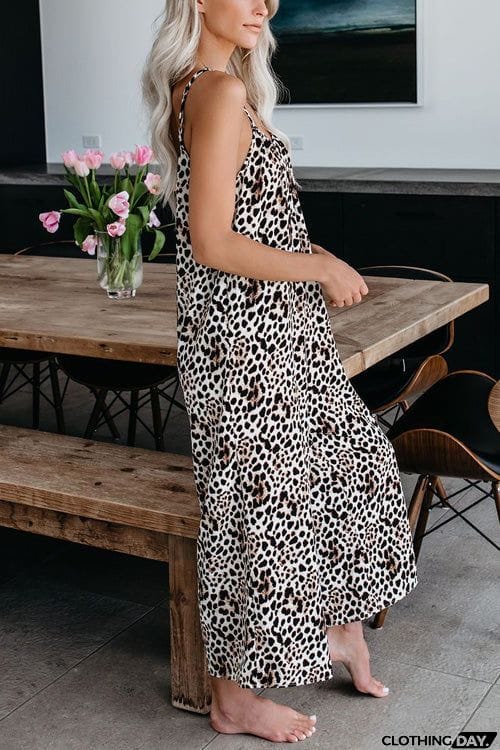 Chic Printed Sling  Backless Jumpsuit