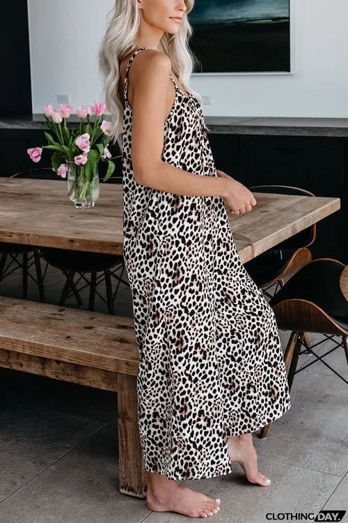 Chic Printed Sling  Backless Jumpsuit