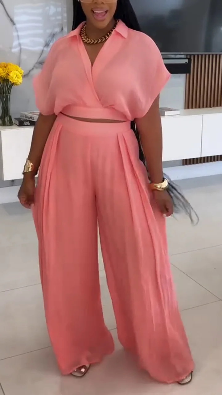 Ladies' Lapel Solid Color Casual Suit