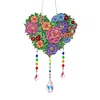 >SALE<Flower Wind Chimes Heart Diamond Crystal Painting Ornaments for Home Wall Decor