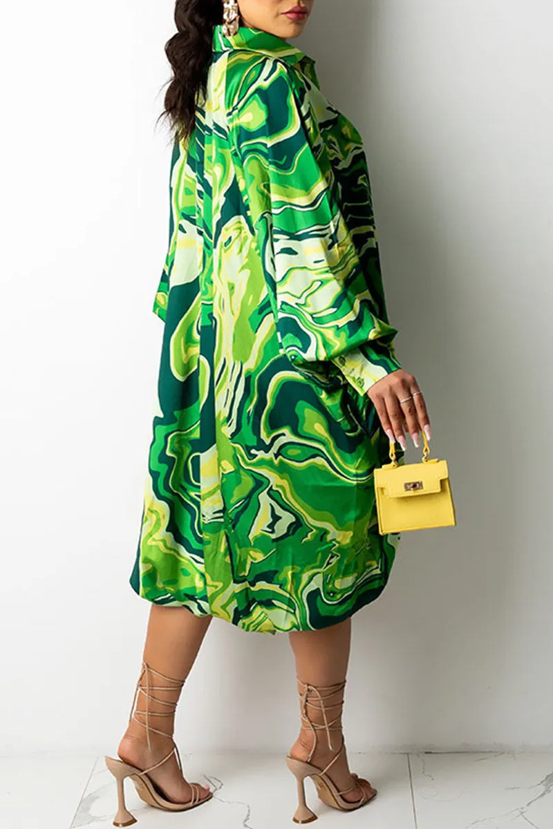 Casual Vintage Print Animal Draw String Turndown Collar Short Sleeve Two Pieces