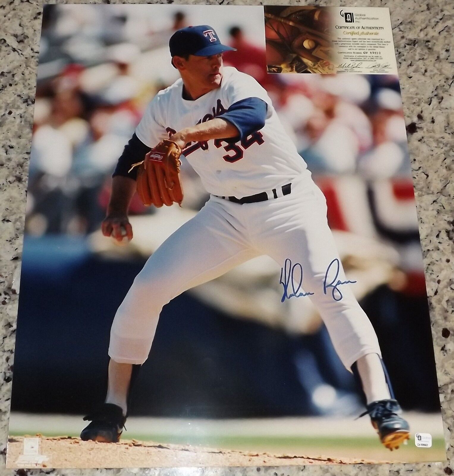 BEST PRICE! Nolan Ryan RANGERS Signed Autographed Baseball 16x20 Photo Poster painting GAI COA