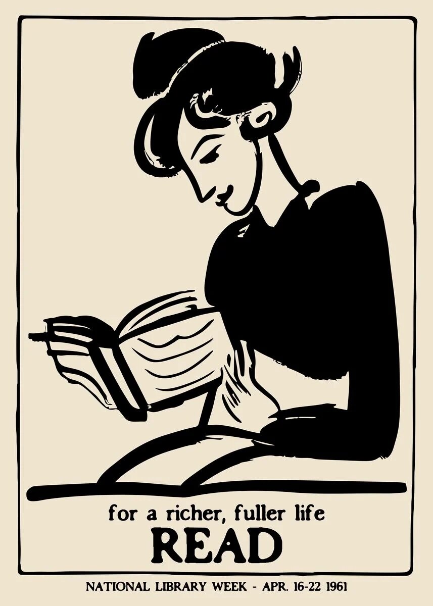 Modern Reading Posters and Prints Art Painting Planar Illustration on Canvas Wall Pictures for Bookstore Library Home Room Decor