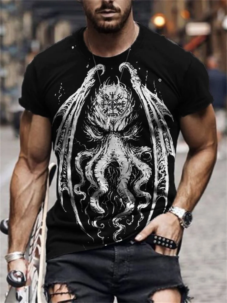 Men's Viking Vegvisir Cthulhu Inspired Art T Shirt