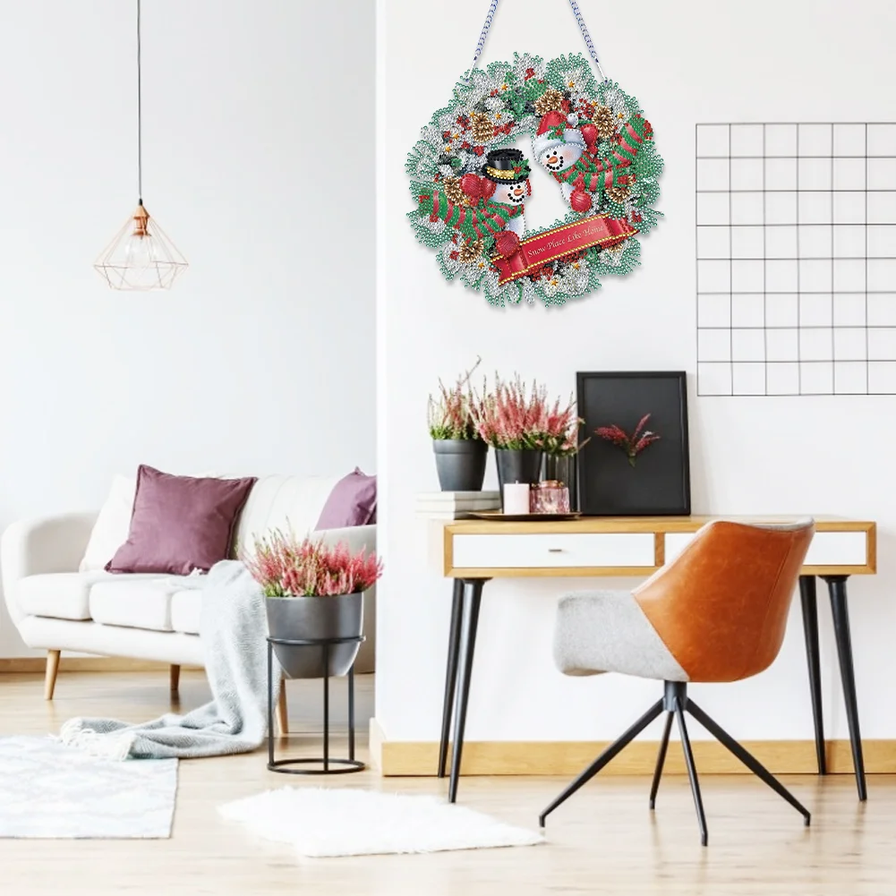 5D DIY Hanging Wreath Diamond Christmas Diamond Wall Decor Wreath