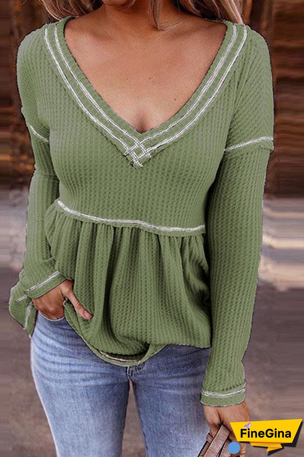 Colorblock Long Sleeve Ruched Top
