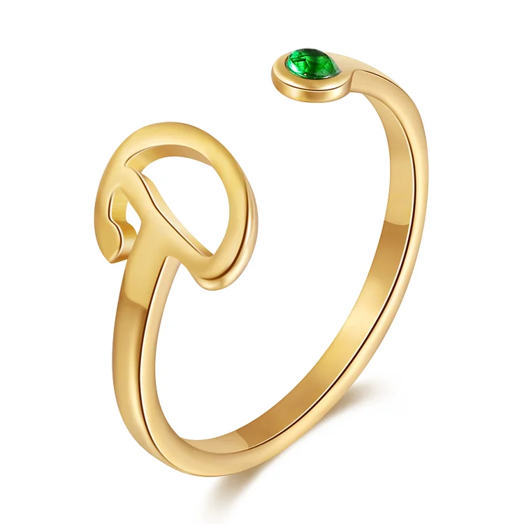 Kettenmachen Personalisierte Buchstabe Golden Offener Ring mit Geburtsstein