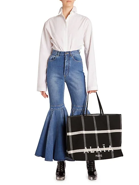 Ala&iuml;a Check Logo Tote bag