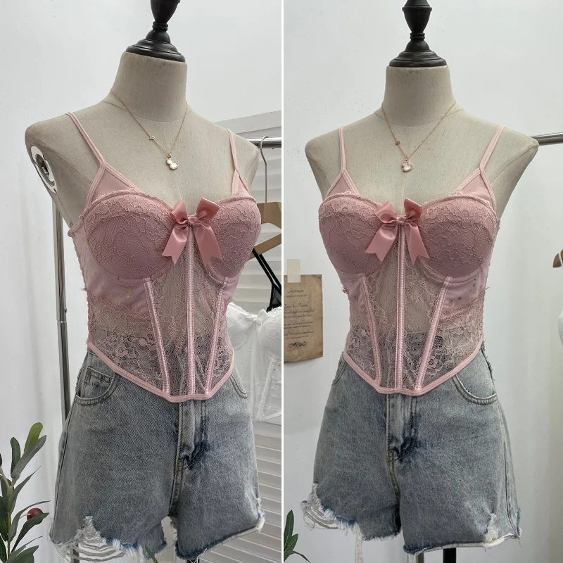 Nigikala Nigikala Shoot Spice Girls With Chest Pads Fish Bone Lace Sexy Sling Vest Short Boobs On The Back Of The Dress Woman 1127