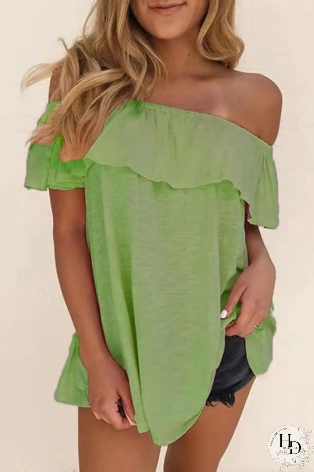 Casual Solid Off the Shoulder T-Shirts(7 Colors)