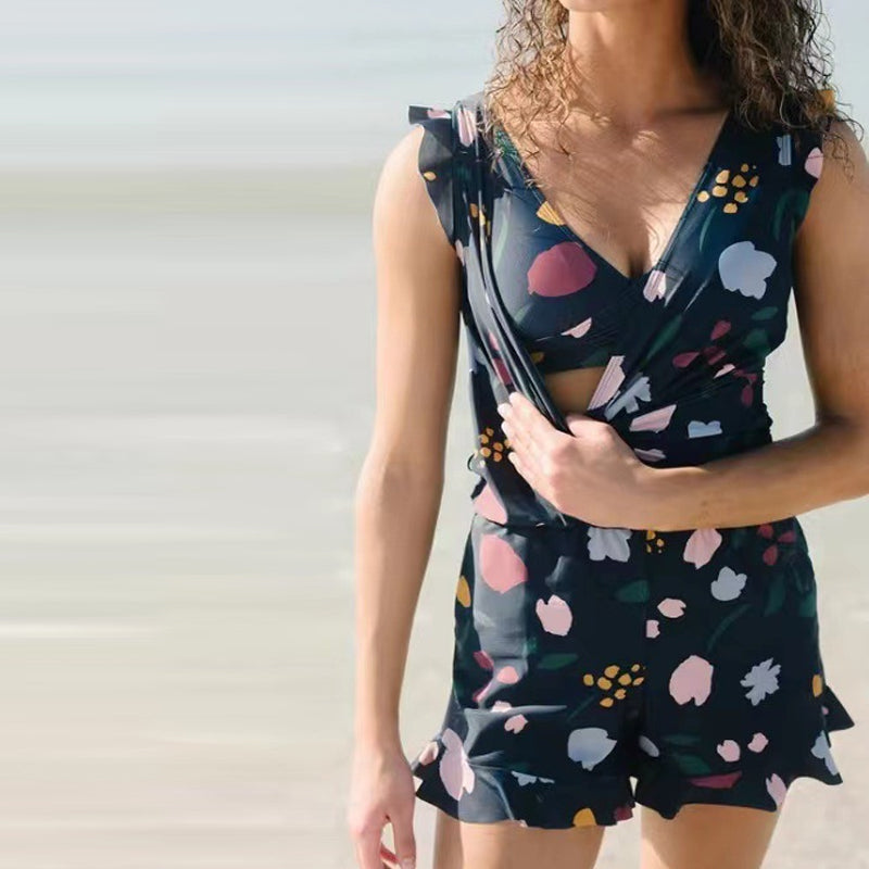 Built in bra and Leggings Swim Romper - tree - Codlins