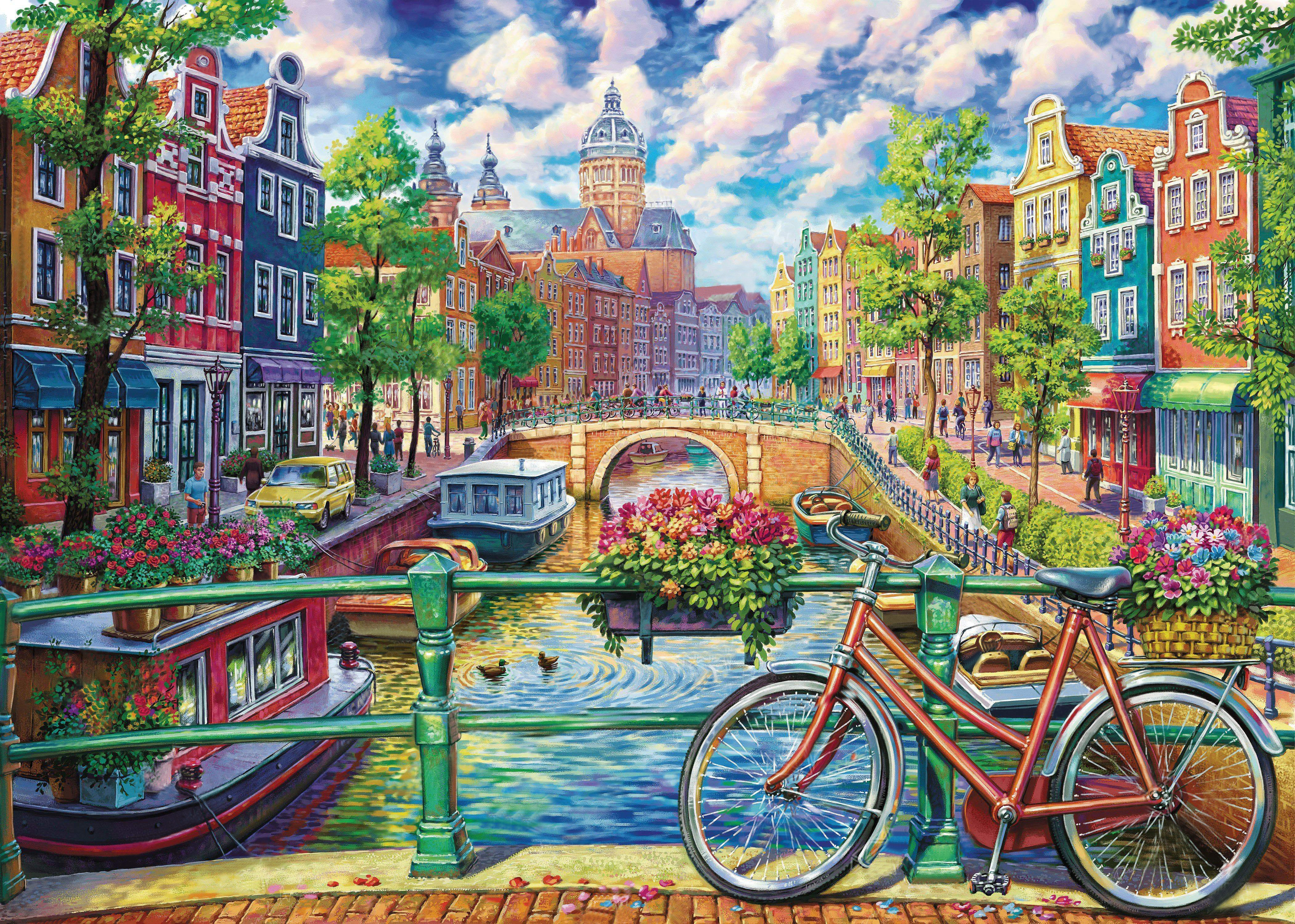 Amsterdam Canal 50*30CM(Canvas) Full Square Drill Diamond Painting gbfke