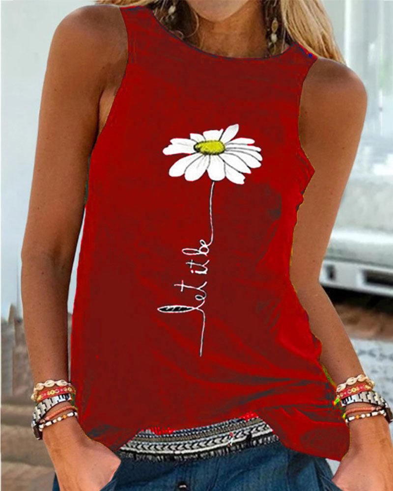 Casual Little Fresh Chrysanthemum Print Vest