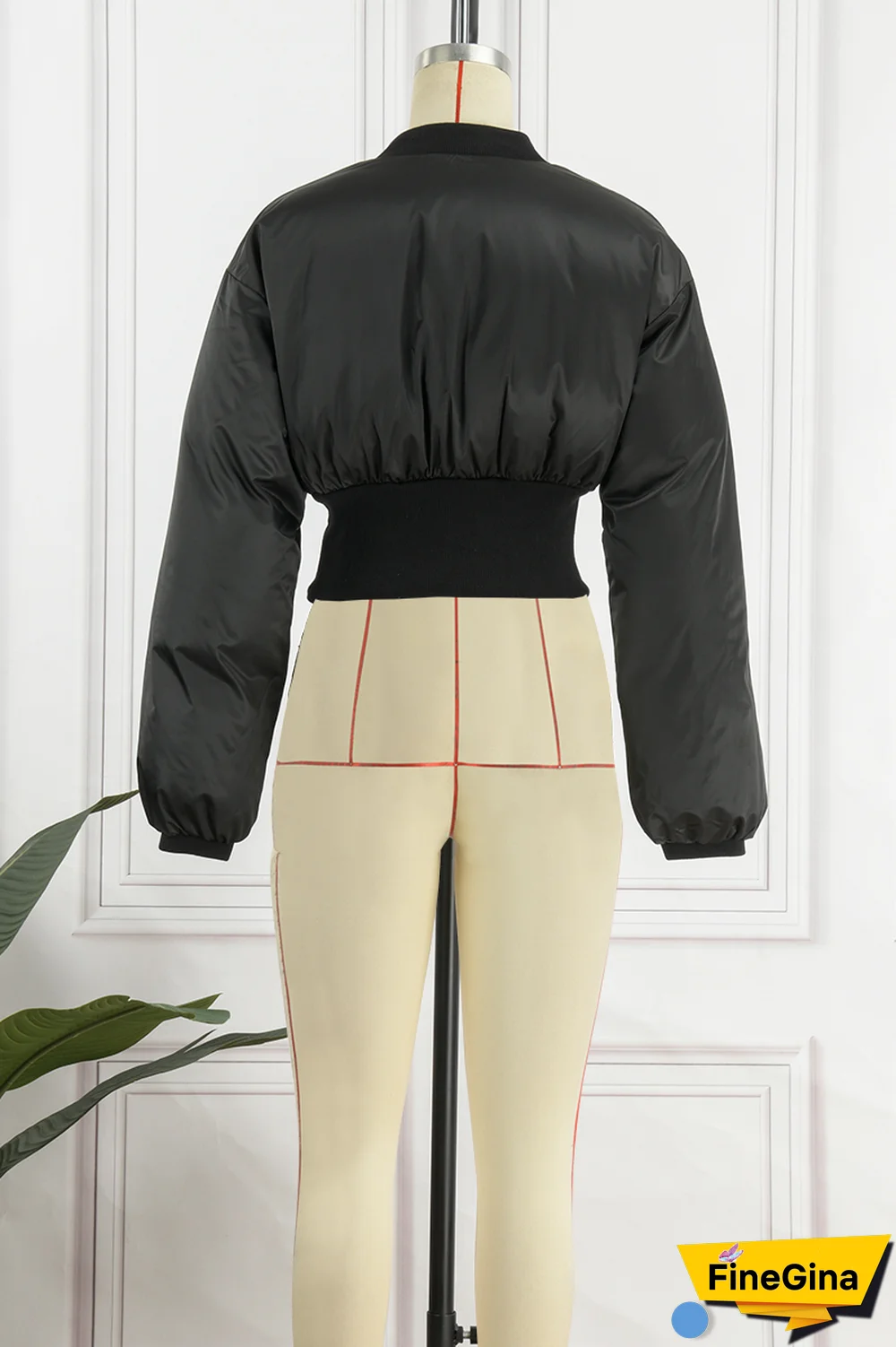 Black Street Solid Patchwork Mandarin Collar Outerwear