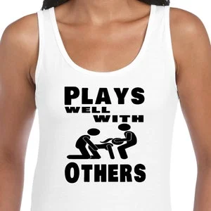 pornhint Pornhint Plays Well with Others Tank T-Shirt Cami or Apron Hotwife Group Sex, Dirty, Funny Sexy Fetish Kinky Gift Plus Size, Free Shipping