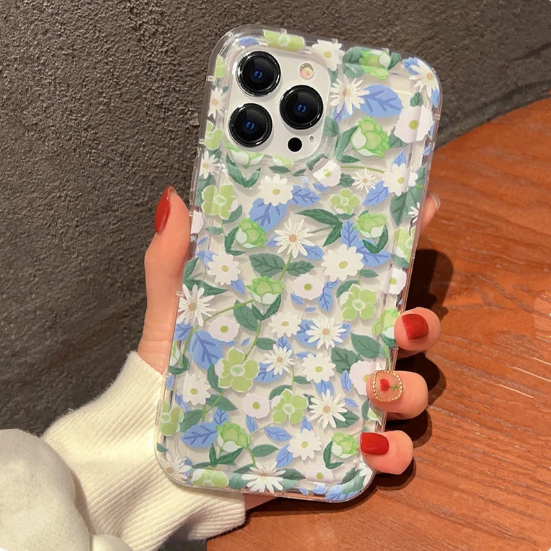 Aonga Flowers Graphic Print Clear Phone Case For iPhone 15 Case iPhone 11 13 12 14 16 Pro Max XR X Xs Max 6 7 8 Plus SE 2022 Cover aonga