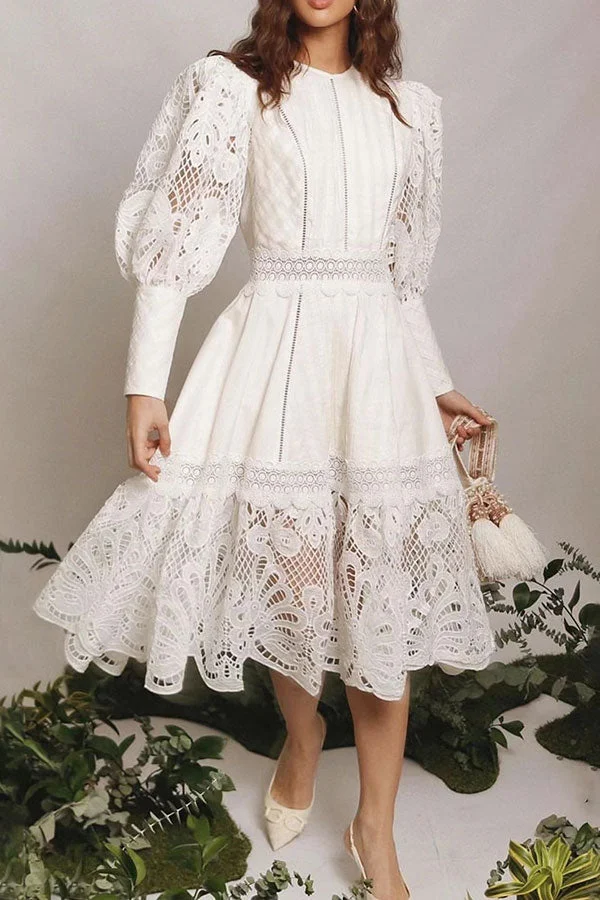 Lace Elegant Cutout Midi Dress