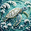 uk.everydayedeals DIY Pearl Painting With Frame - Handmade Self-Adhesive Pearls - Turtle(25*25cm)