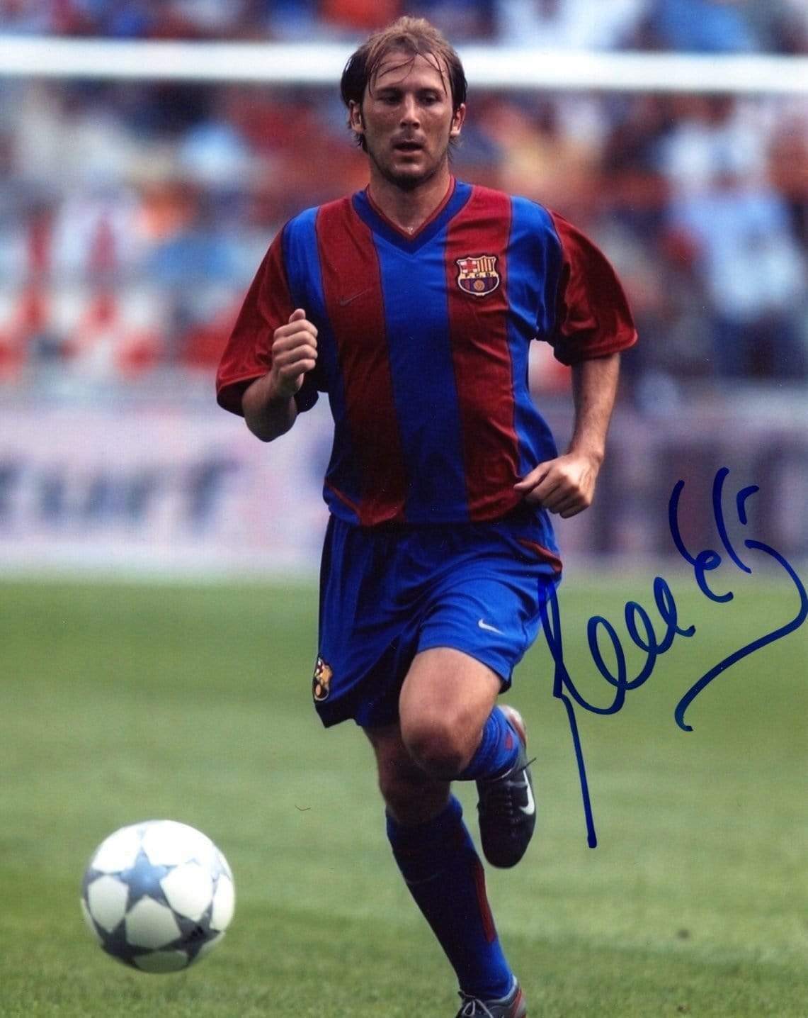 SOCCER Gaizka Mendieta FC BARCELONA autograph, In-Person signed Photo Poster painting