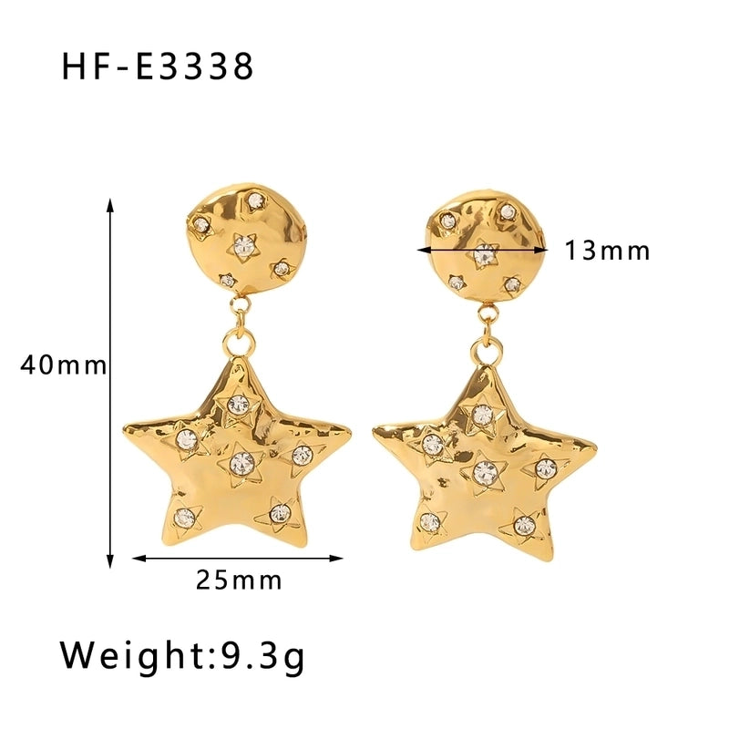 1 Pair Hip-Hop Vintage Style Classic Style Leaves Heart Shape Flower Tassel Plating Inlay Stainless Steel Zircon 18K Gold Plated Earrings
