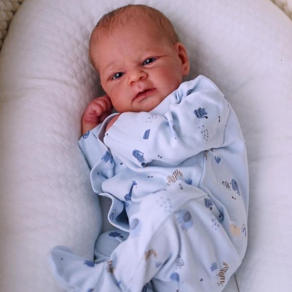 [New Series Elijah] 17.5" Just Woke Up Real Reborn Baby Boy Doll Leon, With Chubby Cheeks Rebornartdoll® Rebornartdoll®