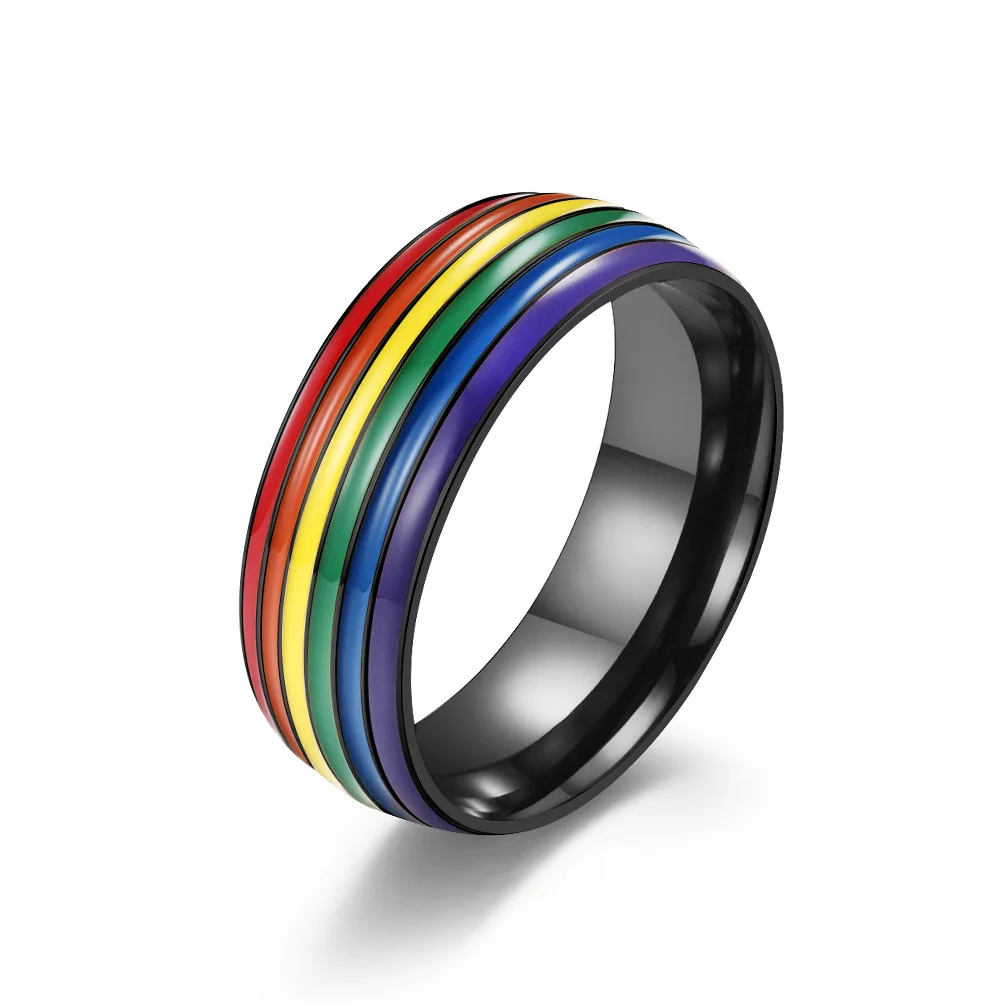 Rainbow flag titanium ring