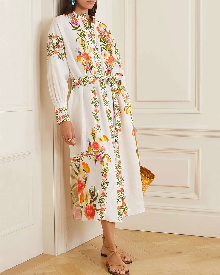 Romantic Pastoral Floral Shirt Dress