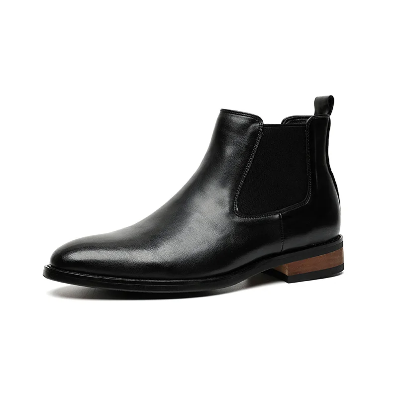 Colourp Colourp British Chelsea Men's High Help Simple Advanced Sense Casual Business Dress Pointed Leather Boots 8100-R