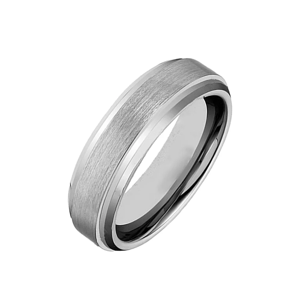 6MM 8MM Silver Matte Brushed Step Edge Tungsten Carbide Men Wedding Bands