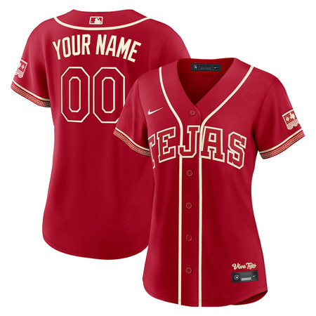 Women's Texas Rangers Nike Red 2026 City Connect Stadium Custom Jersey CE6J