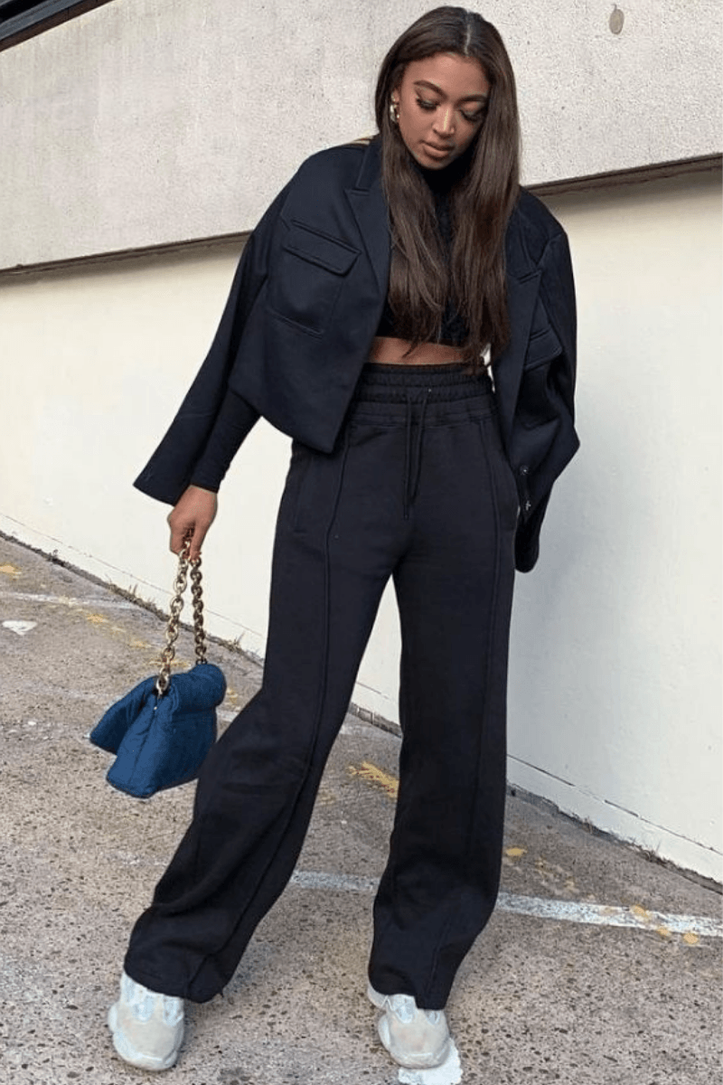 Black Wide Leg Joggers | Joggers | Katch Me