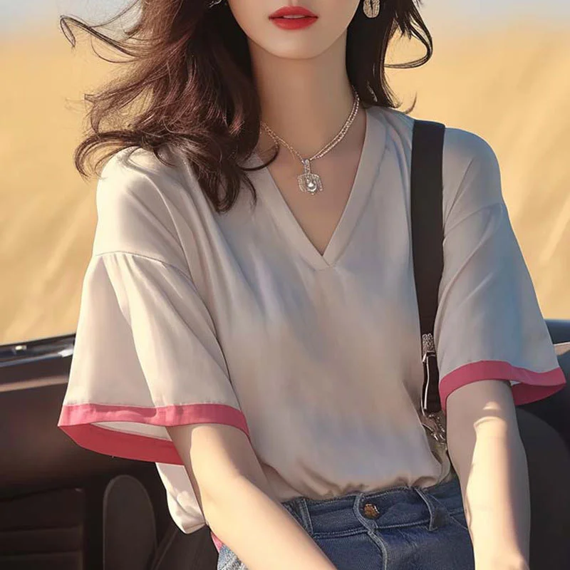 Athvotar Athvotar Version Of Fashion Lace Spliced Short-Sleeved Shirt Women's Summer Dress 2025 Summer New Ocean Lanqi Thin Open Shirt Top