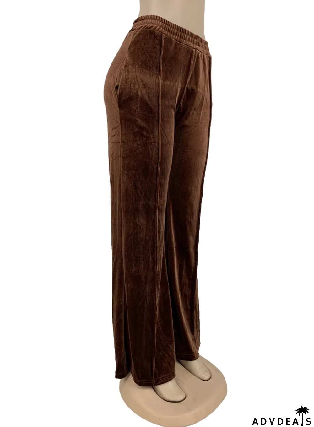 Winter Casual Brown Velvet Jogger Loose Sweatpants