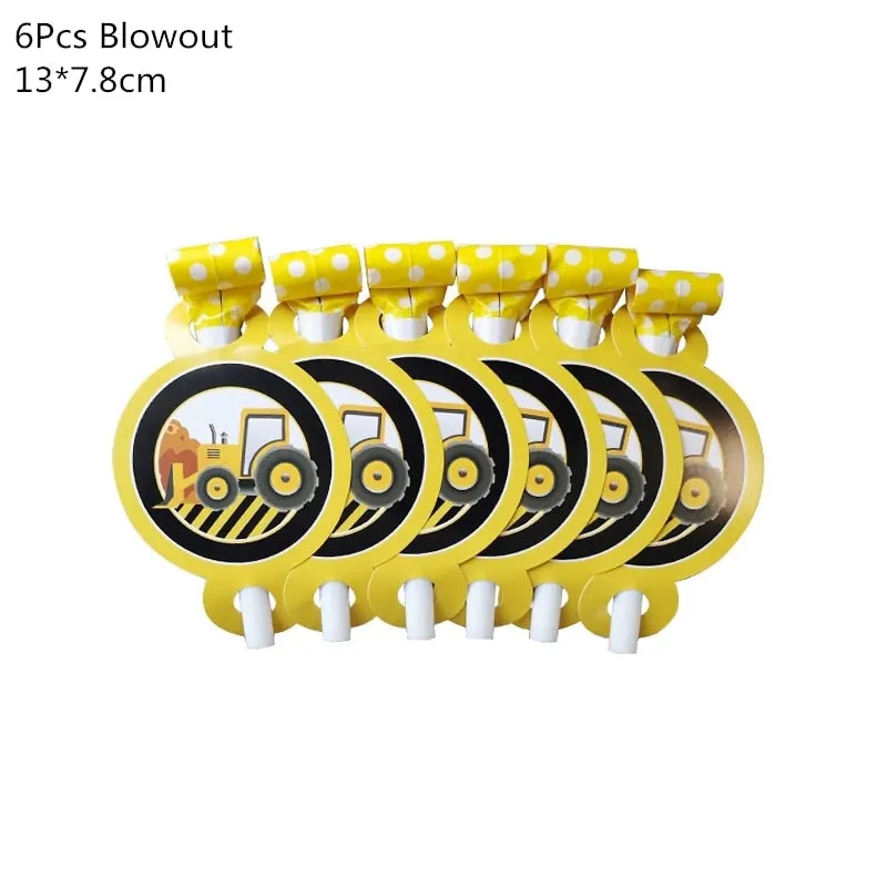 Construction Tractor Theme Excavator Inflatable Balloons Truck Vehicle Banners Baby Shower Kids Boys Birthday Party Supplies