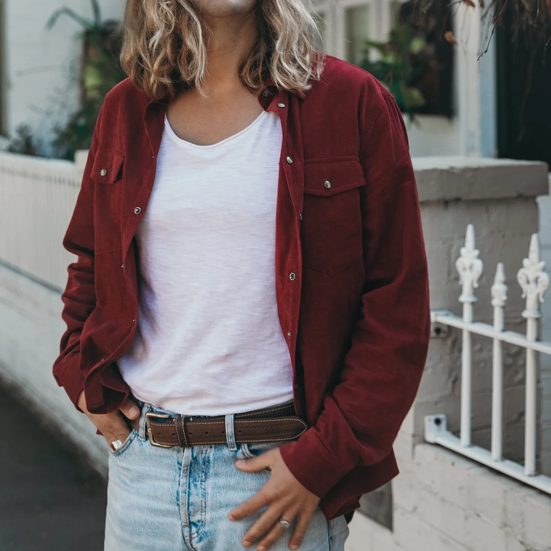 Men's Vintage Casual Corduroy Long Sleeve Shirt-inspireuse