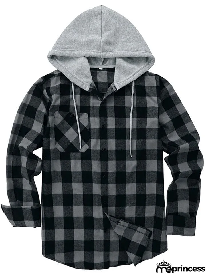 Spring Autumn Men's Trendy Plaid Hoodies