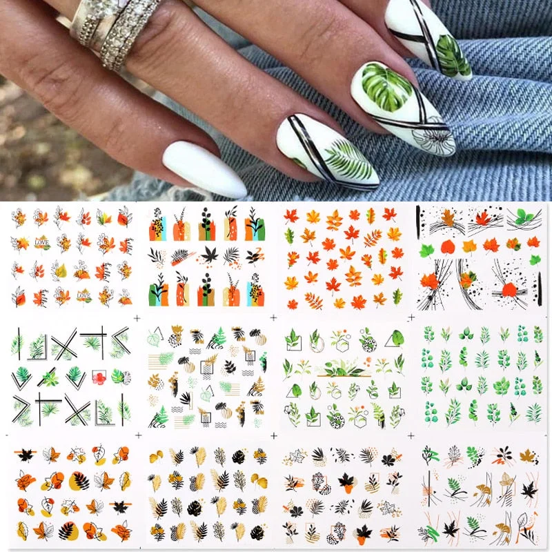 12pcs Valentines Manicures Love Letter Flower Transfer Stickers For Nails Inscriptions Nail Art Decoration Water Sliders Tips