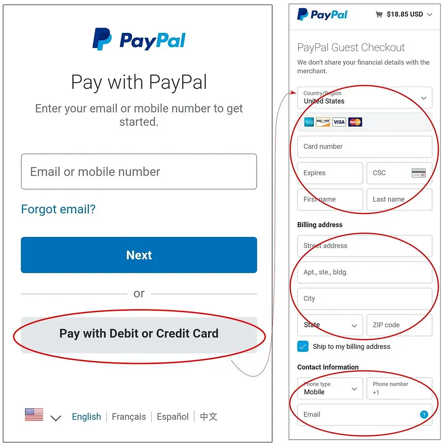 如何使用PayPal借记卡或信用卡付款