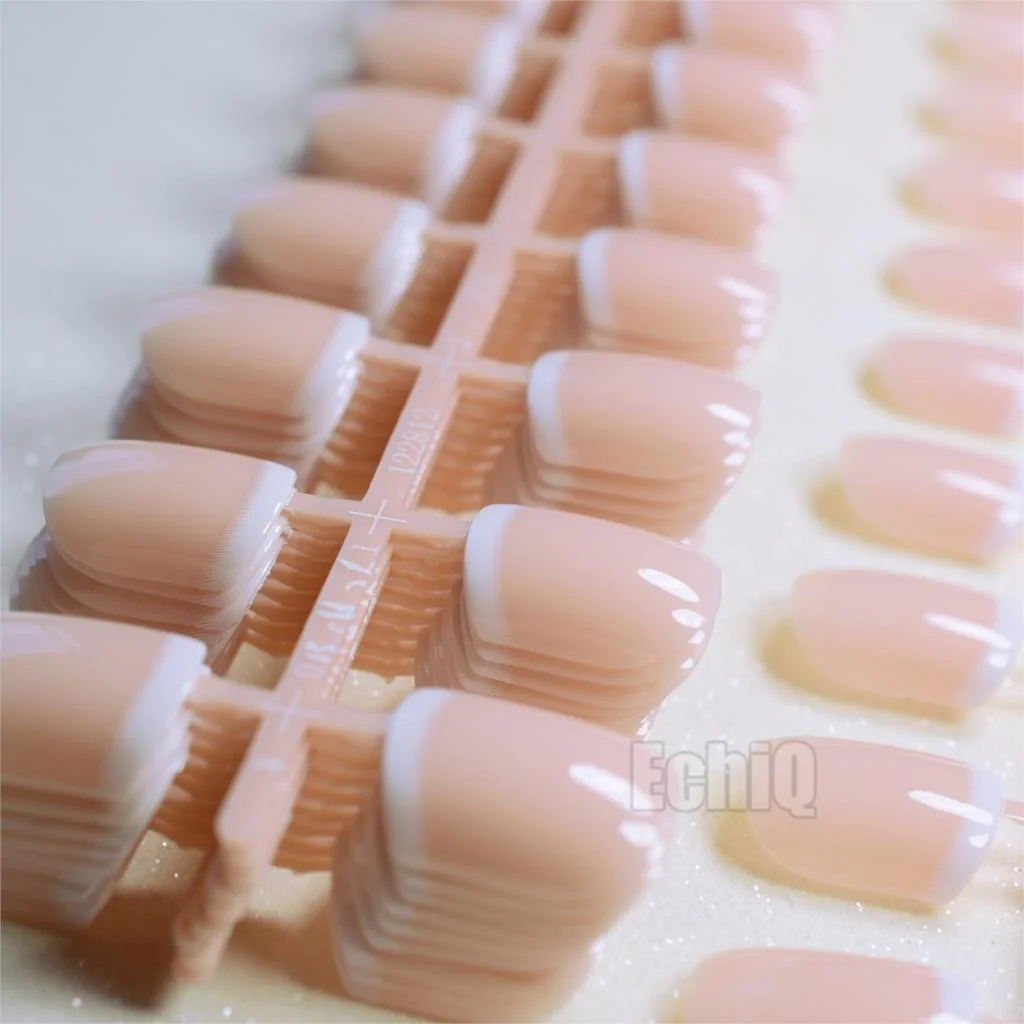 Short Beige French Nails White Tip Nude Color Classical Fake Nails Full Wrap Nail Art Tips for Daily Wear 240pcs