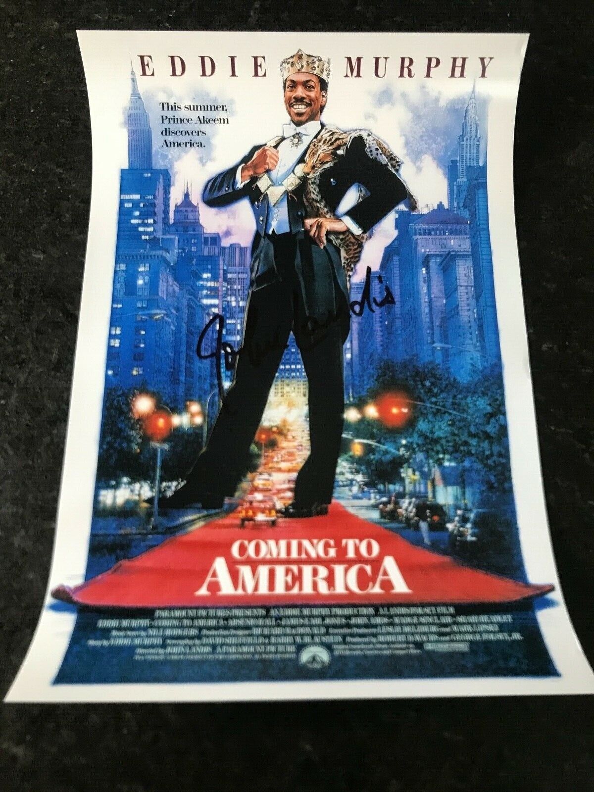 * JOHN LANDIS * signed 12x18 poster * COMING TO AMERICA * DIRECTOR * COA * 1