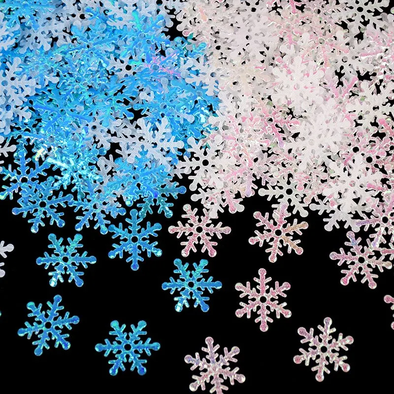 270Pcs Christmas Snowflakes Confetti Xmas Tree Ornaments Christmas Decorations for Home Winter Party Wedding Cake Decor Supplies