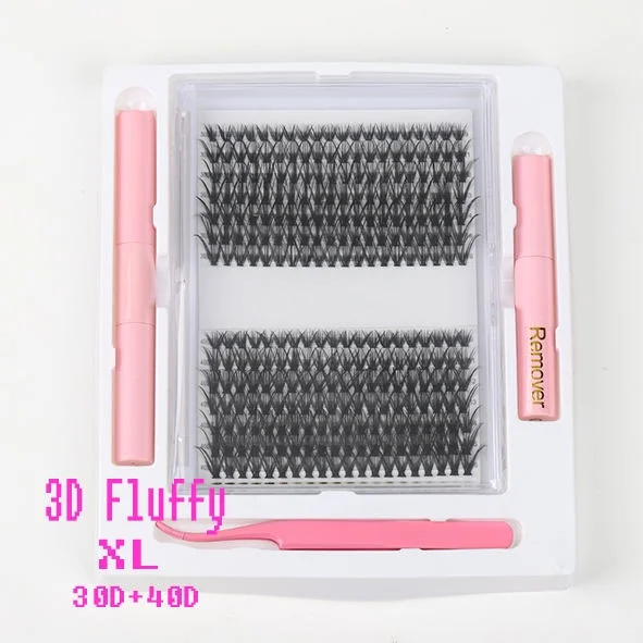 30D / 40D / 50D DIY Individual Cluster Lashes Kit &ndash; XL Box 280 Clusters, Bond & Seal Applicator Tool Included