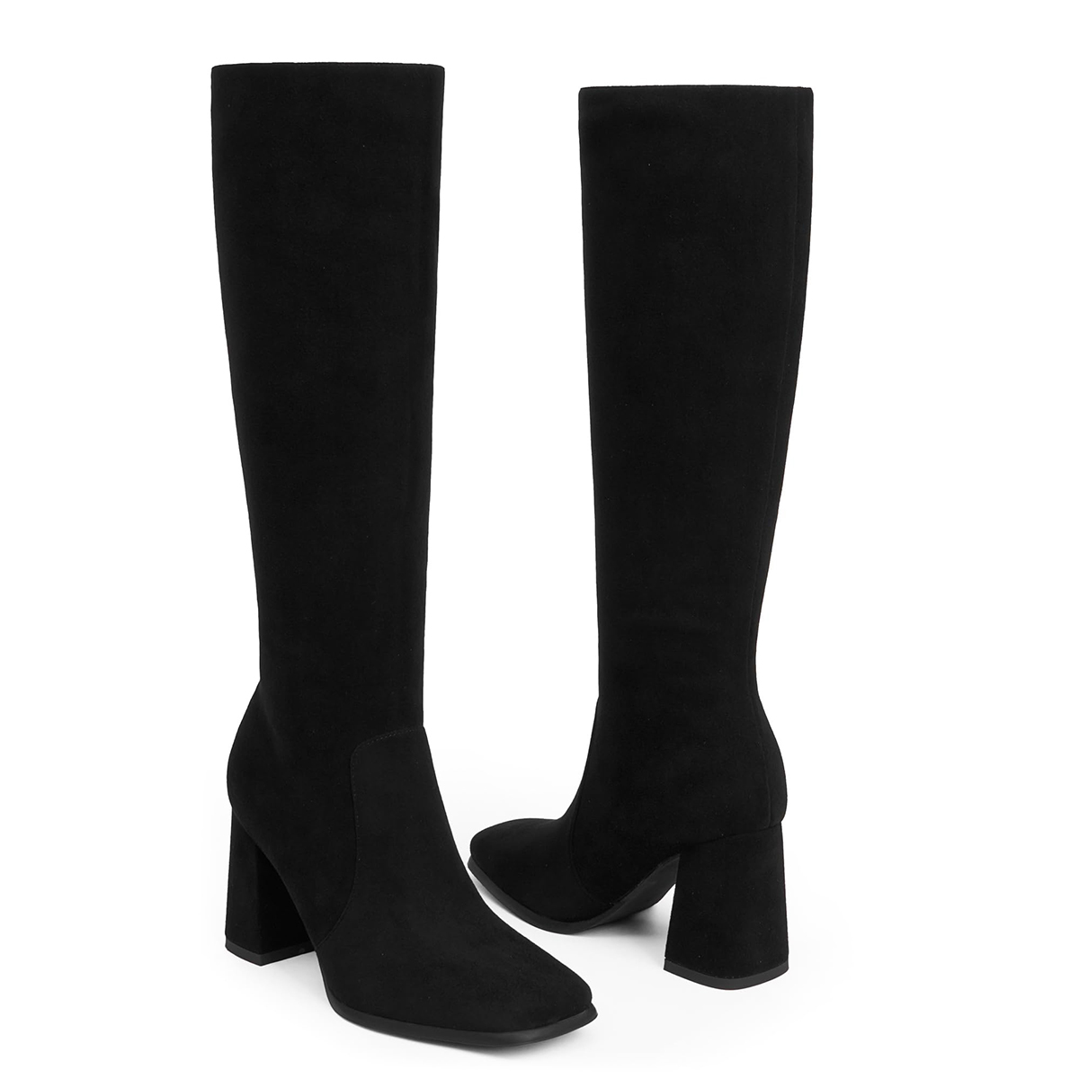 70mm Women's Knee Boots Block Chunky Heels Zipper Fashion Sexy Daily Matte Boot-MERUMOTE