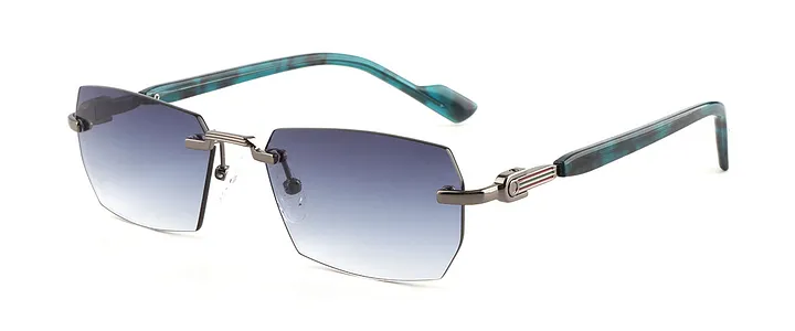 BMS1591 Women Rimless Rectangle Sunglasses Gradient Color  display picture 1