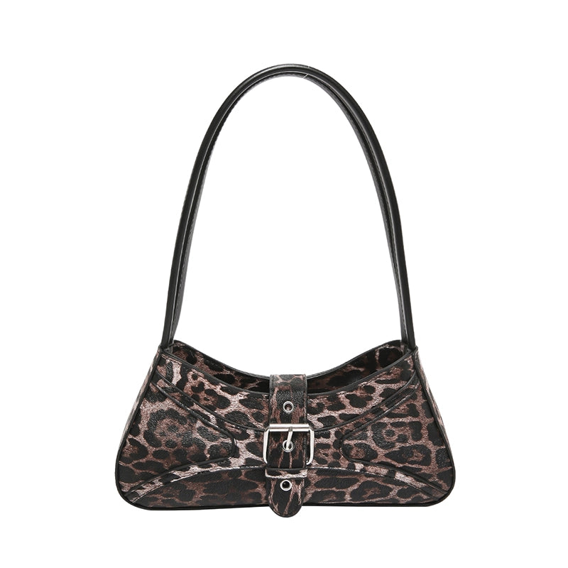 Korean Style French Stick Underarm Bag Leopard Print Fashion Shoulder Bag Trendy Unique PU Leather Leopard Print Bag