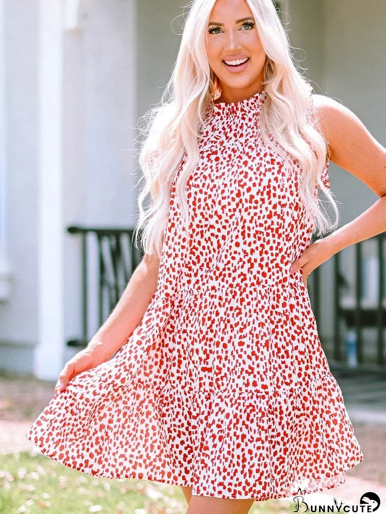 Pink Leopard Lace Detail Sleeveless Mini Dress