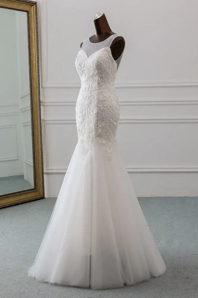 Plus Size Sweetheart Pretty Mermaid Backless Tiered Lace Tulle Elegant Wedding Dresses main image 0