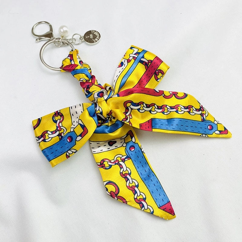 Sweet Minimalist Bow Knot Cloth Metal Unisex Bag Pendant Keychain