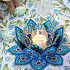 DIY Blue Lotus Diamond Painting Candle Holder